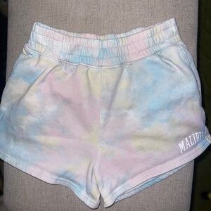 Hollister Malibu Tie Dye Shorts XS Pastel High Rise Lounge Shorts Pockets Spring